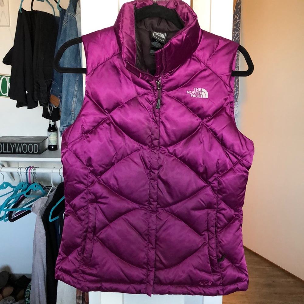 Purple north face puffer vest